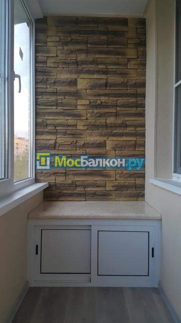 Отделка панорамной лоджии камнем